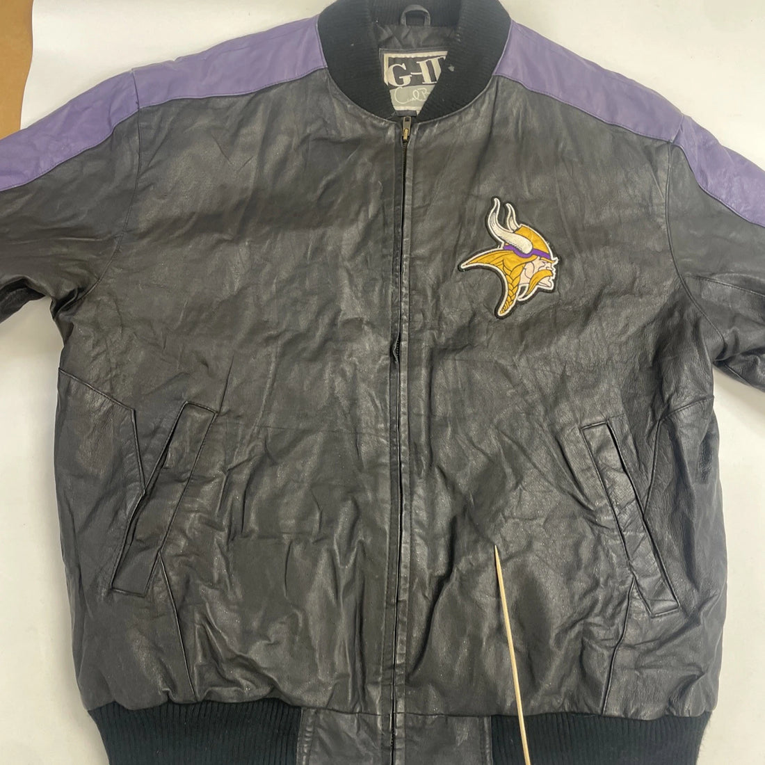 Vintage Minnesota Vikings G-III Carl Banks Leather Varsity Jacket Size Large NFL