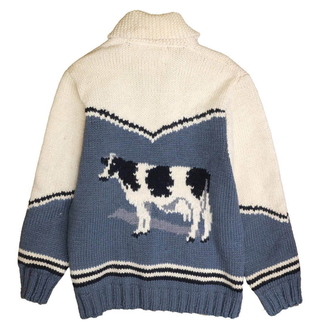 Vintage Cow Cowichan Wool Knit Cardigan Sweater Size XL Clix Zip