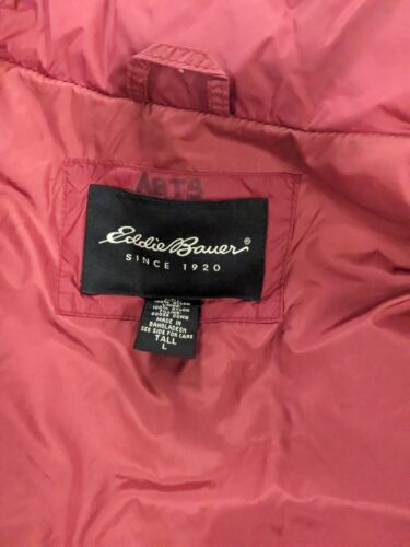 Vintage Eddie Bauer Quilted Puffer Vest Jacket Size Large Tall Red Insulated