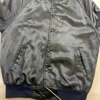 Vintage Players Satin Bomber Jacket Size Medium Blue