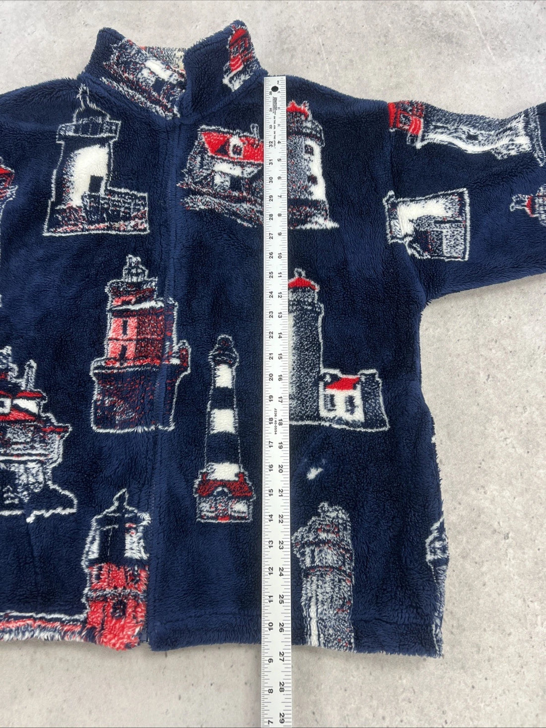 Vintage Lighthouse Black Mountain Fleece Jacket Size Large