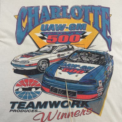 Vintage Charlotte UAW-GM 500 Racing T-Shirt Size Large 90s