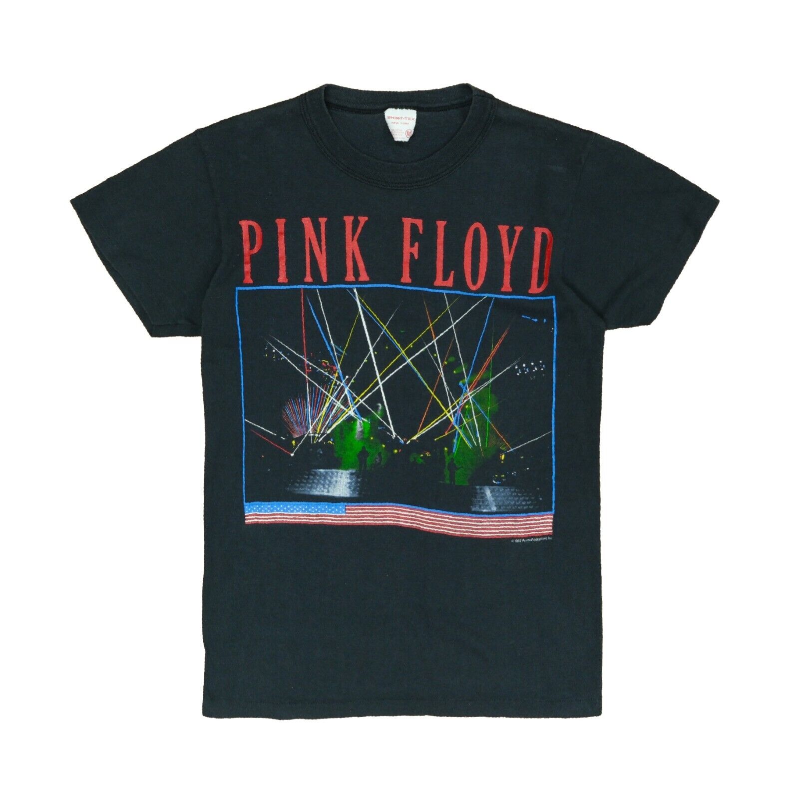 Vintage Pink Floyd World Tour T-Shirt Size Medium Black Band Tee 1987 80s