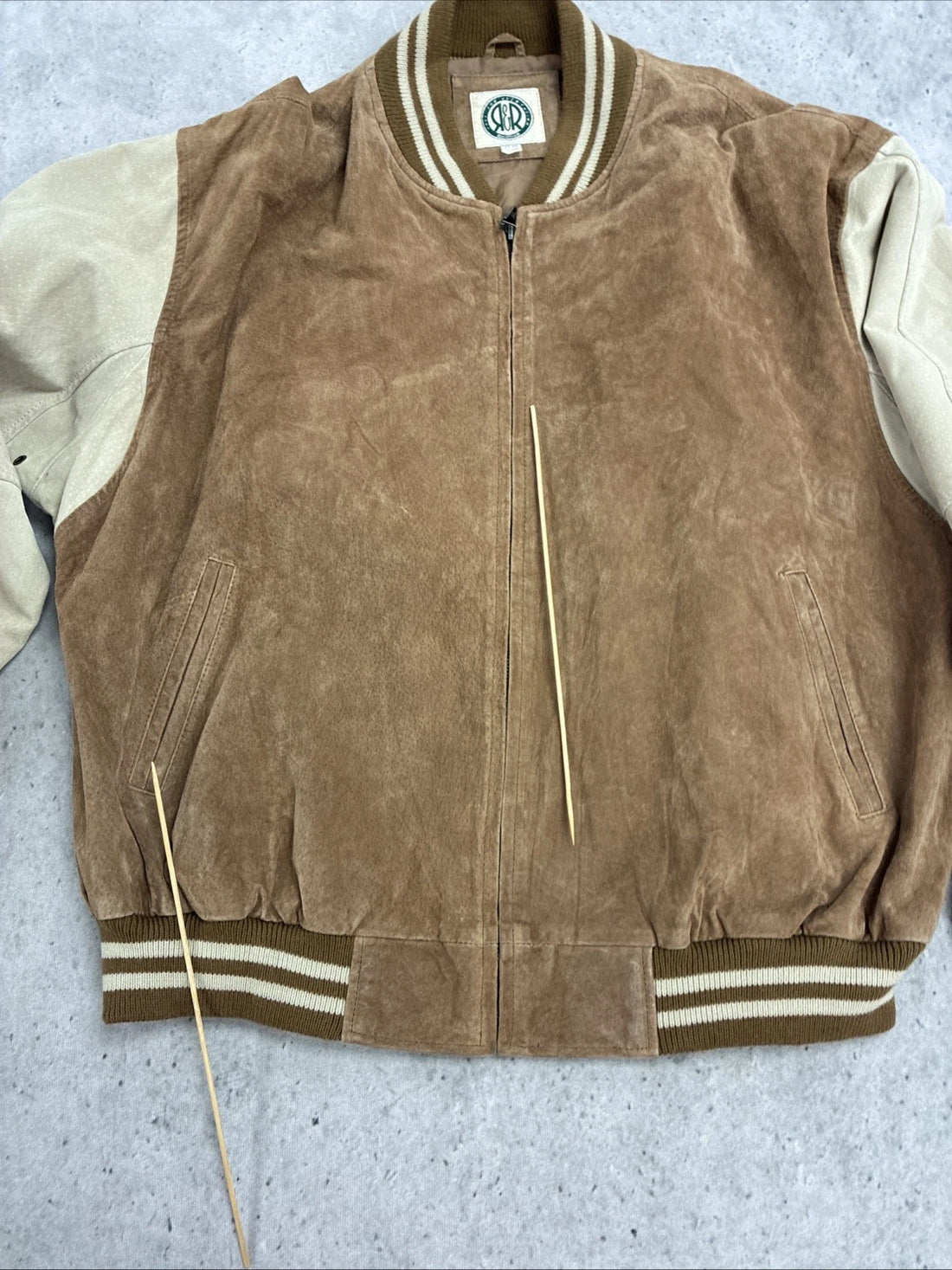 Vintage R&R Leather Suede Bomber Jacket Size XL