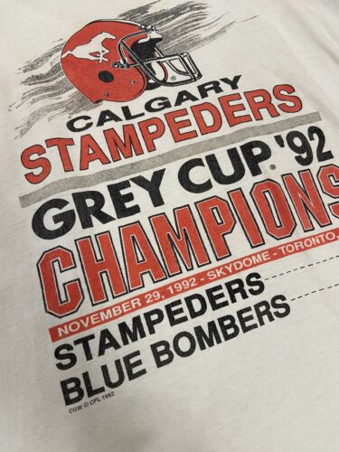 Vintage Calgary Stampeders Grey Cup Champions T-Shirt Size Medium 1992 90s CFL