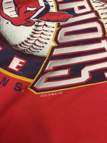 Vintage Cleveland Indians American League Champs T-Shirt Size XL 1997 90s MLB