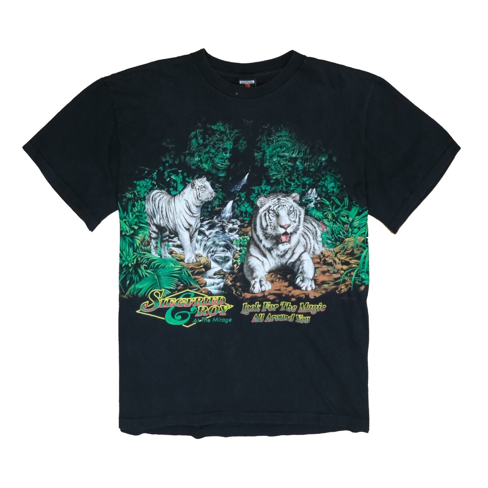 Vintage Siegfried Roy At The Mirage Habitat T-Shirt Size XL White Tiger  1995 90s