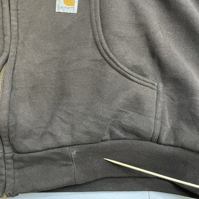 Vintage Carhartt Full Zip Sweatshirt Hoodie Size XL Brown Thermal Lined