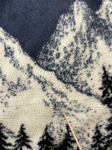 Vintage Winter Mountain Forest Fleece Jacket Size XL Nature Wildlife