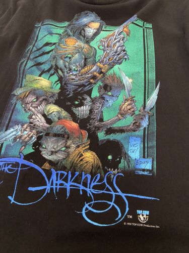 Vintage The Darkness T-Shirt Size Large Black Comic Tee 1998 90s