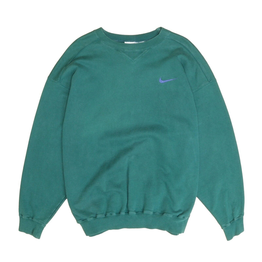 Vintage Nike Sweatshirt Crewneck Size XL Green Blue Embroidered Swoosh 90s