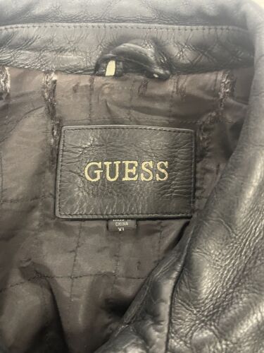 Vintage Guess Leather Coat Jacket Size XL Black