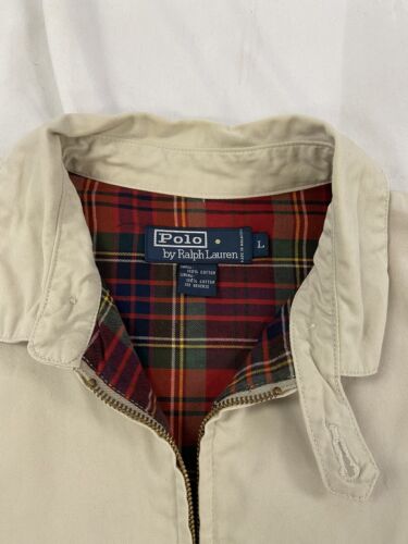 Vintage Polo Ralph Lauren Harrington Jacket Size Large Tan Plaid