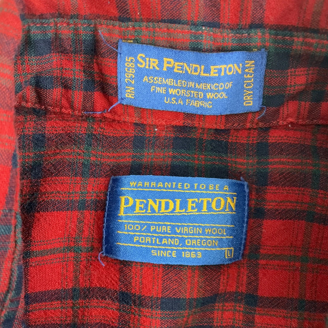 Vintage Pendleton Wool Fireside Button Up Shirt Size Large Red Plaid