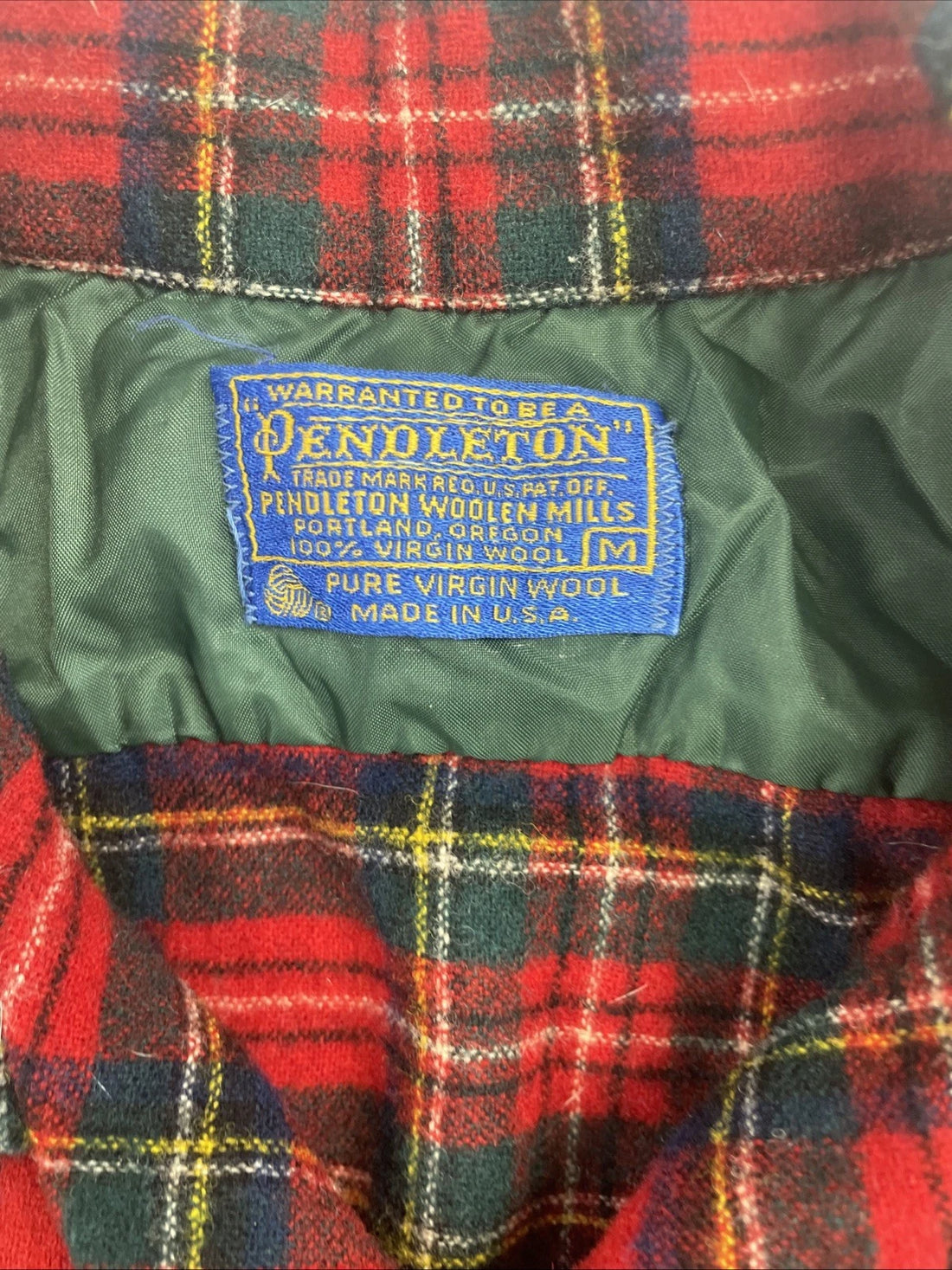 Vintage Pendleton Wool Board Button Up Shirt Size Medium Red Plaid