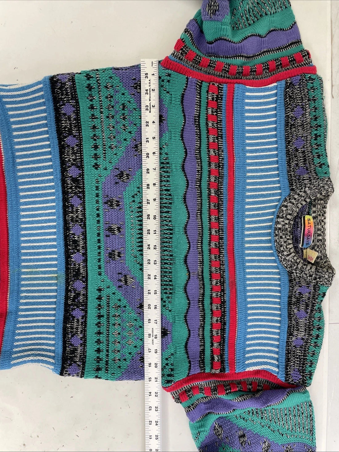 Vintage Saturdays 3D Knit Crewneck Sweater Size Large