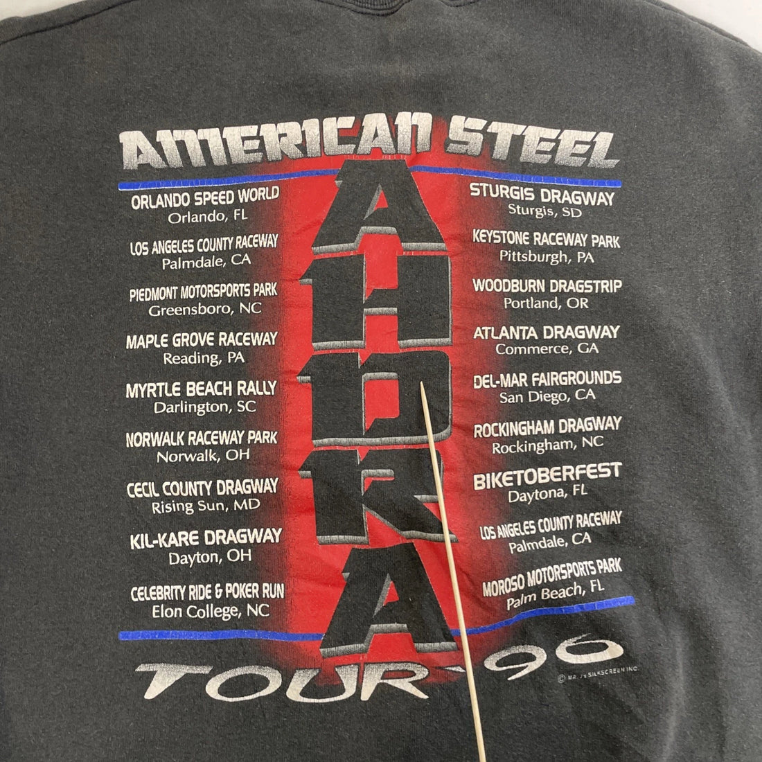 Vintage Ahdra American Steel Tour Sweatshirt Medium Motorcycle Drag Racing 90s