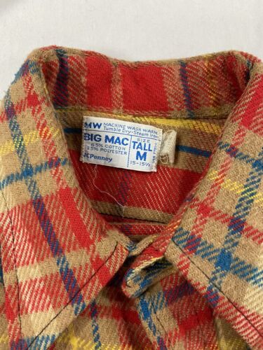 Vintage Big Mac JC Penney Button Up Shirt Size Medium Tall Plaid