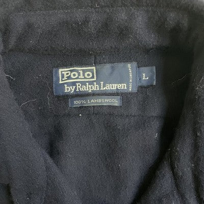 Vintage Polo Ralph Lauren Wool Shirt Jacket Size Large Blue Lambswool