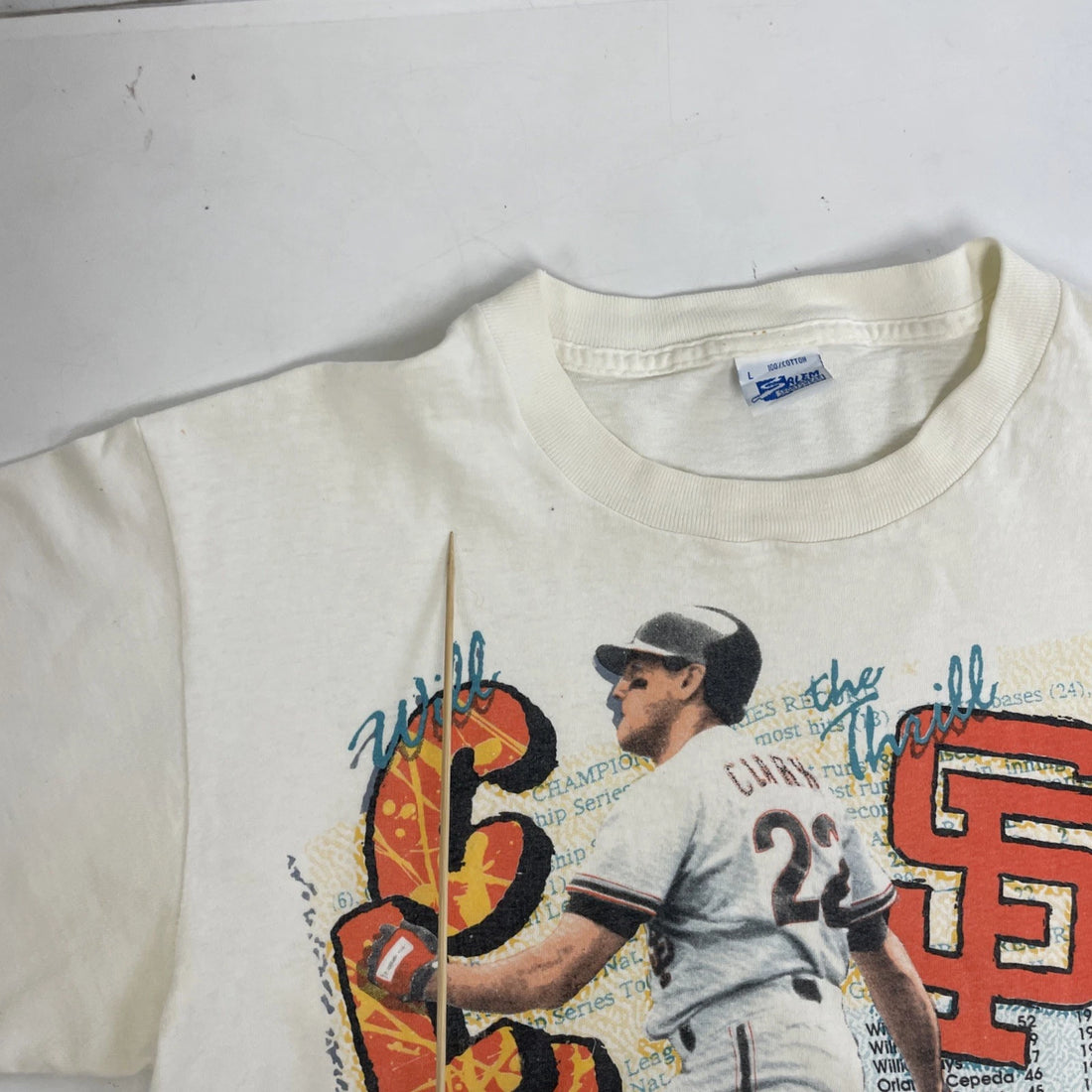 Vintage San Francisco Giants Will Clark Salem T-Shirt Size Large 90s MLB