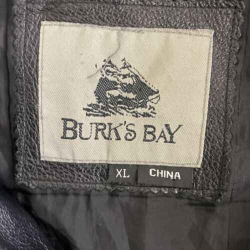 Vintage Burk's Bay Leather Bomber Jacket Size XL Black