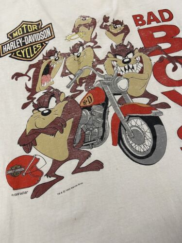 Vintage Harley Davidson Motorcycle Bad Boys Taz T-Shirt XL Looney Tunes 1993 90s