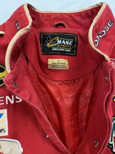 Vintage Dodge Chase Racing Bomber Jacket Size Large Red NASCAR