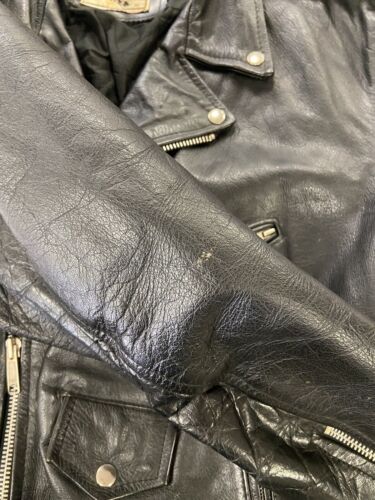 Vintage Maryland Motorcycle Leather Belted Jacket Size Medium Black
