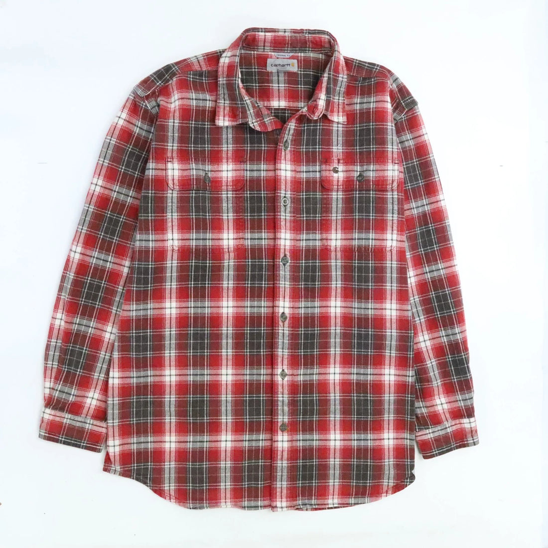 Carhartt Work Button Up Shirt Size XL Red Plaid