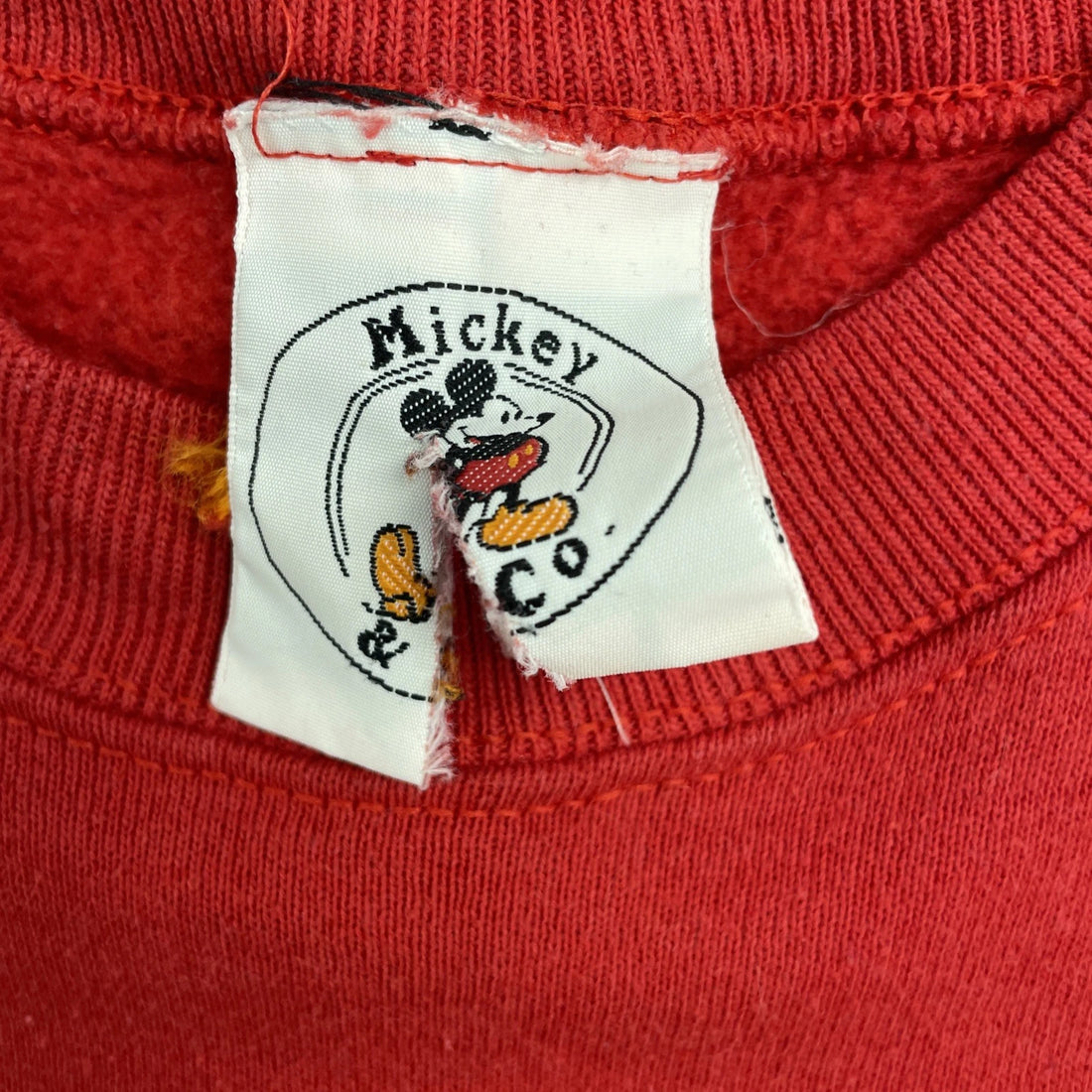 Vintage Mickey Mouse Disney Crewneck Sweatshirt Size Large Red Double Sided