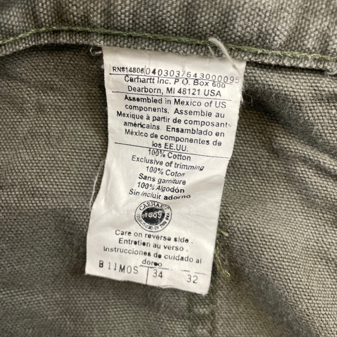 Carhartt Carpenter Work Pants Size 34 X 32 Green