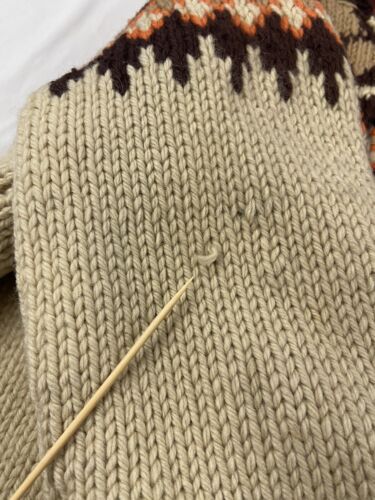 Vintage Leggett Wool Knit Full Zip Sweater Size Large Flash Zipper Quilt Lined