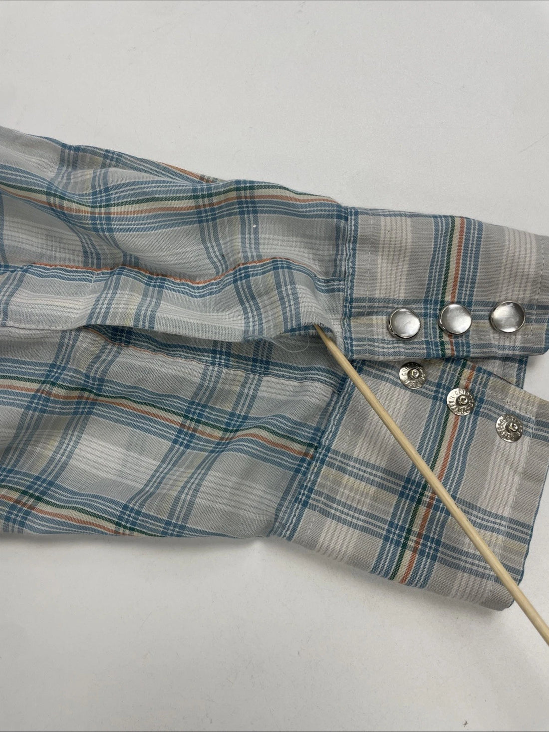 Vintage Lee Western Pearl Snap Shirt Size XL Blue Plaid 70s