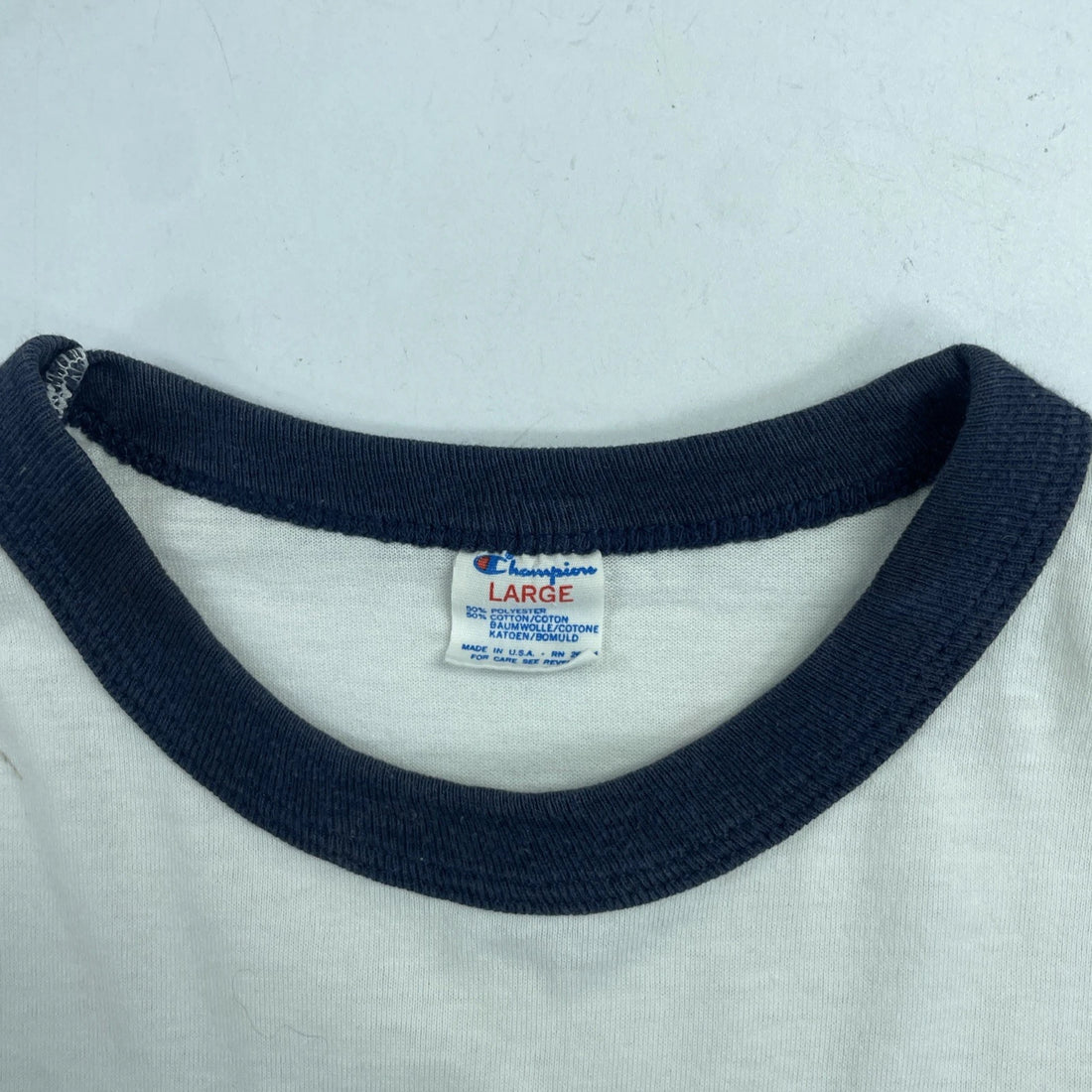 Vintage US Navy Naval Academy Champion Ringer T-Shirt Size Large 80s