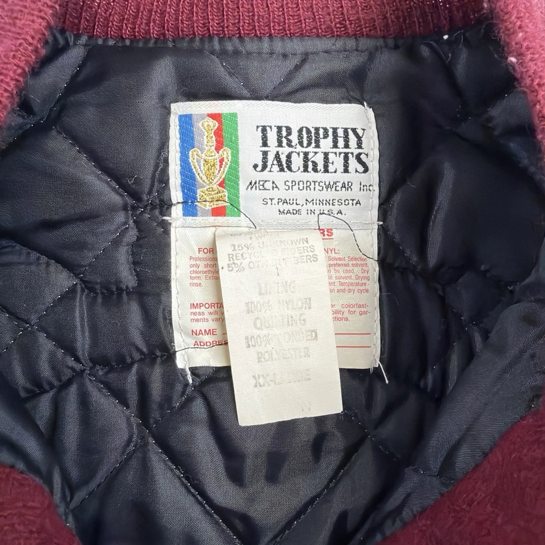 Vintage Shattuck St. Mary's Football Leather Wool Varsity Letterman Jacket 2XL