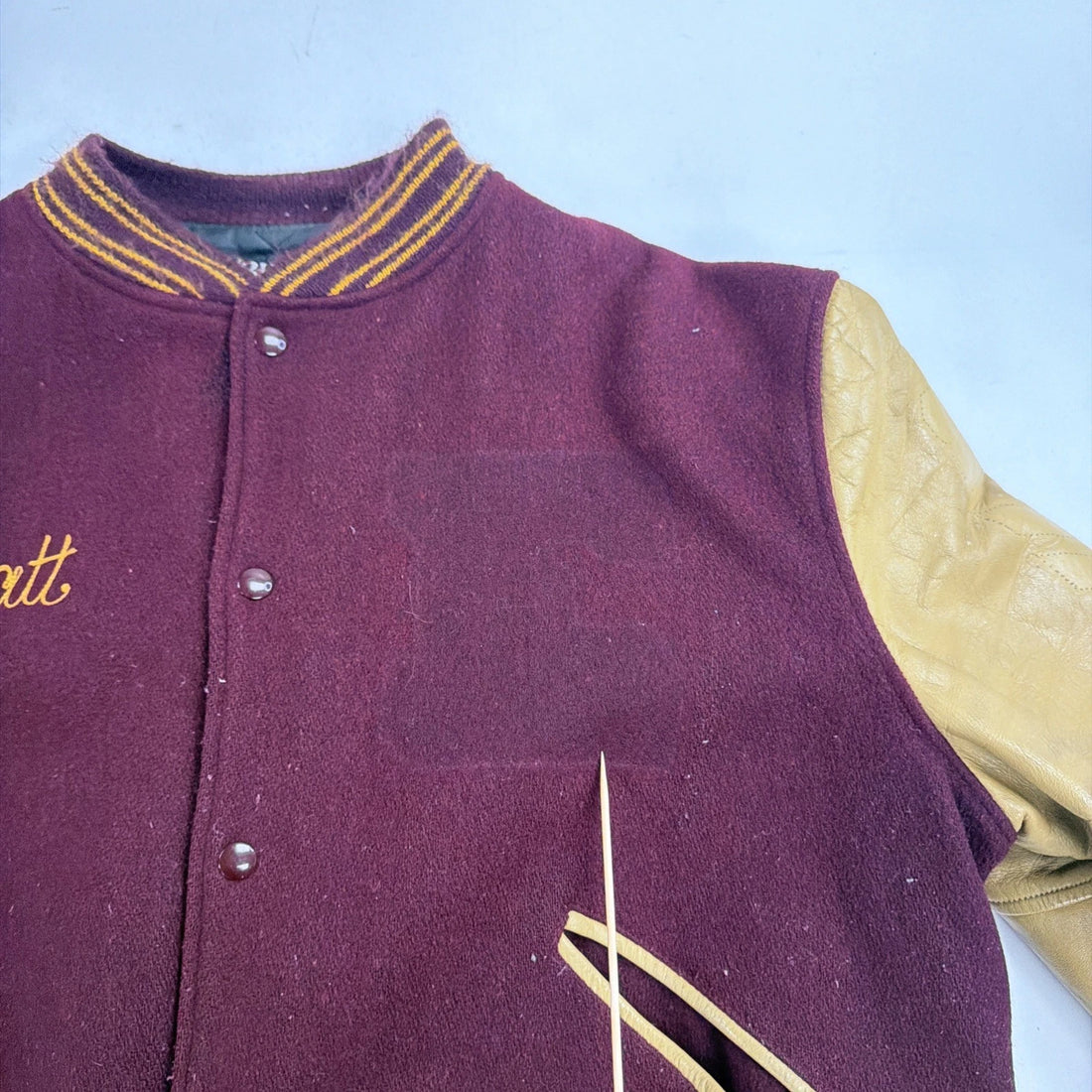Vintage Butwin Leather Wool Varsity Jacket Size 48