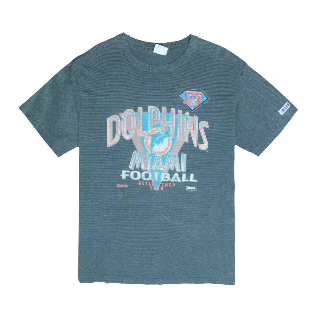 Vintage 90s Miami Dolphins T Shirt Blue Size XL Majestic NFL Football