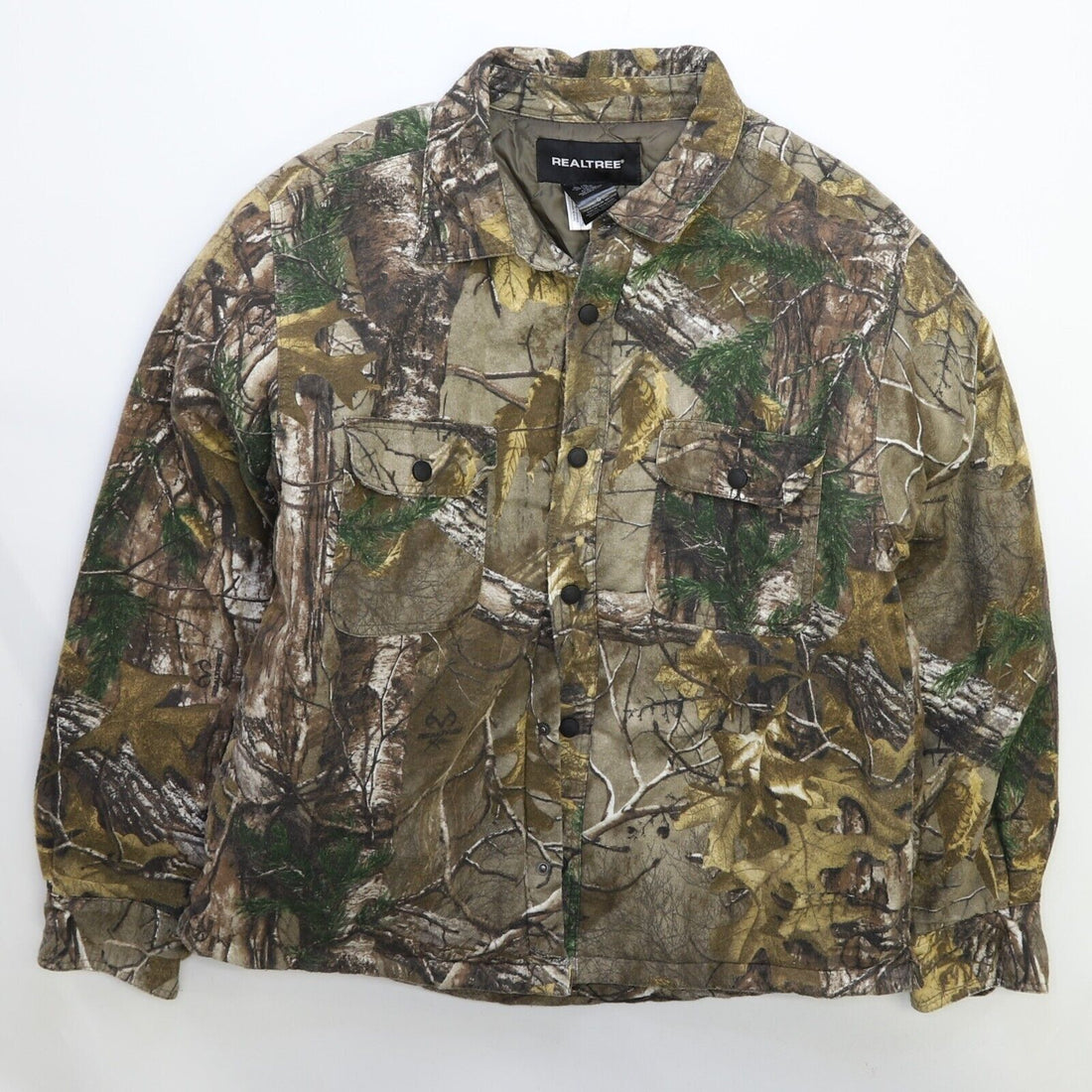 Realtree Camo Button Up Shirt Size Large Camouflage Padded