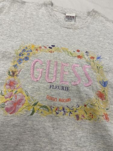 Vintage Guess Fleurie Georges Marciano T-Shirt Size Large Embroidered 90s