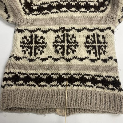 Vintage Snowflake Wool Knit Cowichan Sweater Size Large