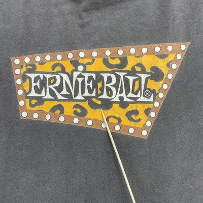 Vintage Ernie Ball Guitar T-Shirt Size XL Cheetah Print Skull 90s