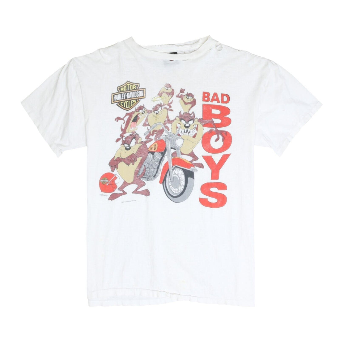Vintage Harley Davidson Motorcycle Bad Boys Taz T-Shirt XL Looney Tunes 1993 90s