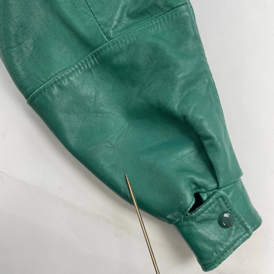 Vintage Leather Bomber Jacket Size Small Green