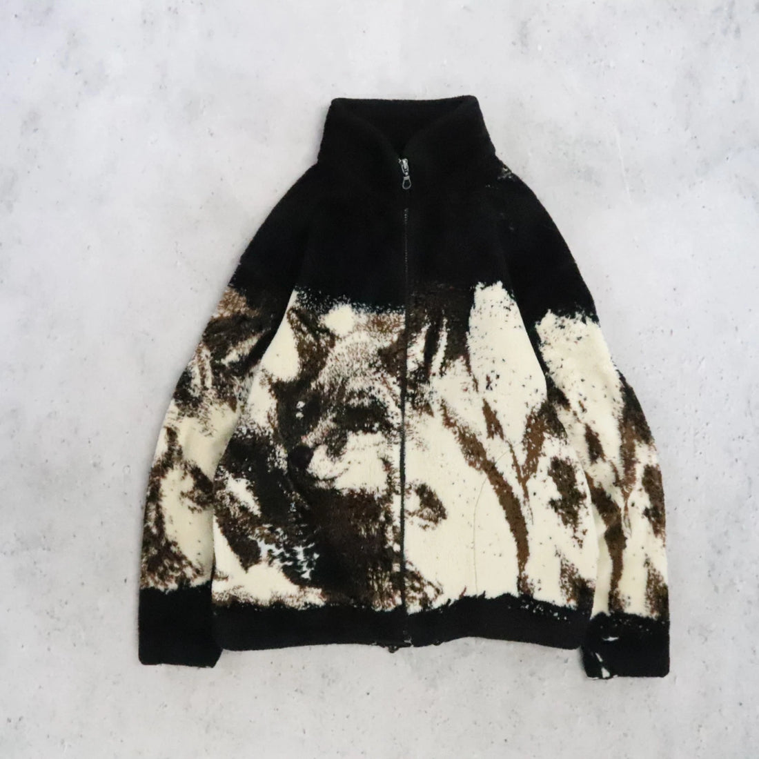 Vintage Wolf Fleece Jacket Size Medium