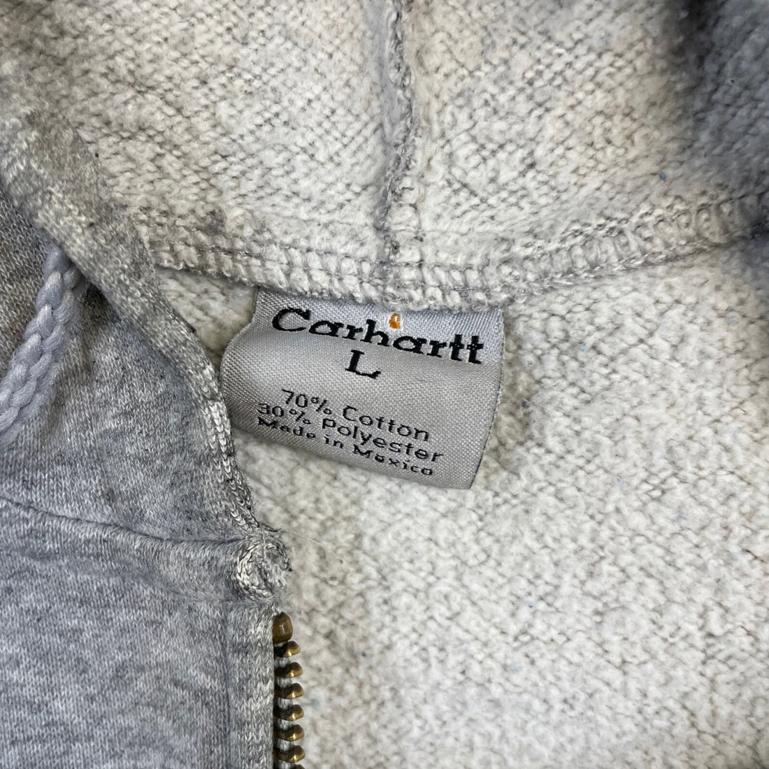 Vintage Carhartt Full Zip Sweatshirt Hoodie Size Large Gray