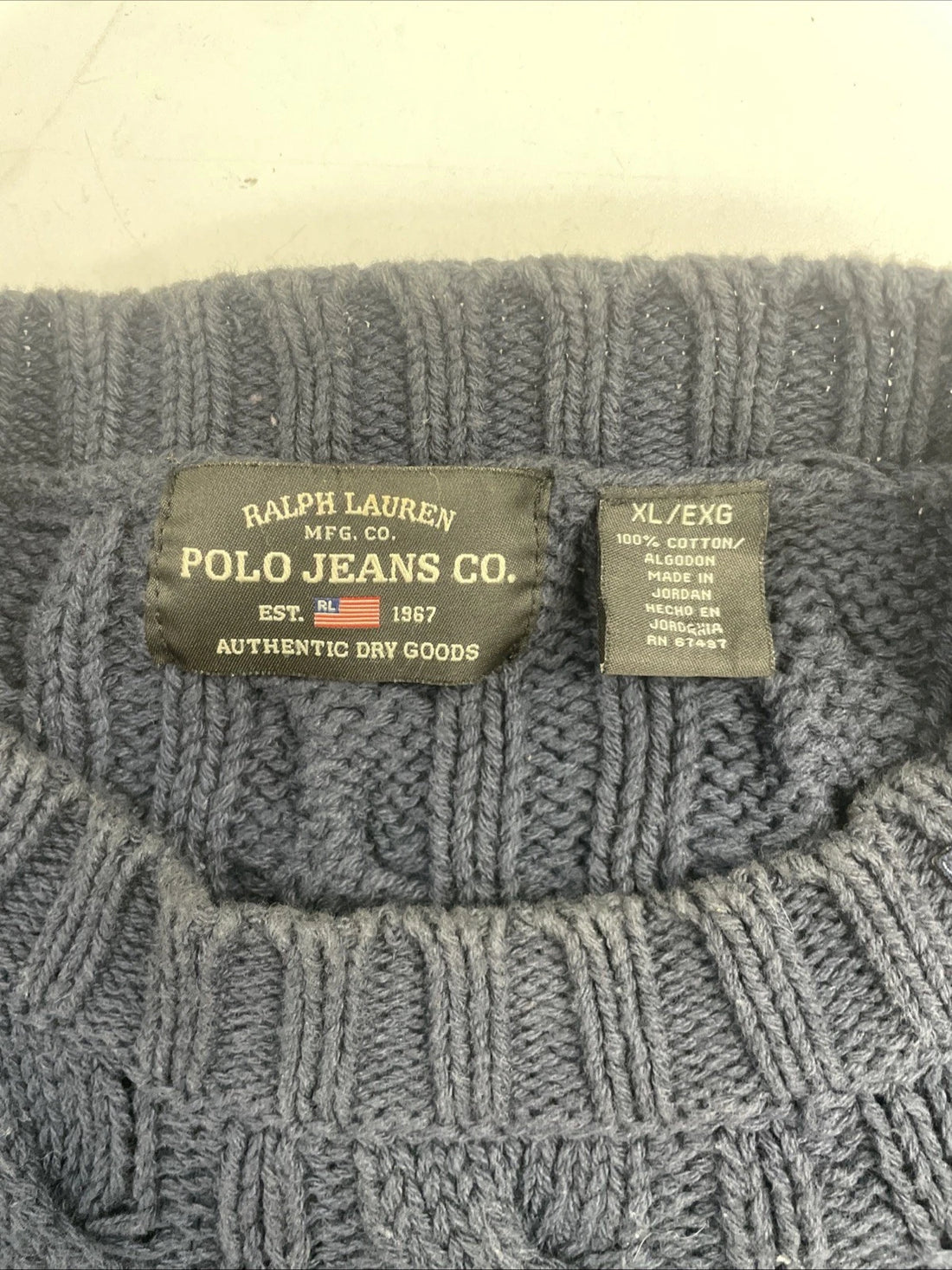 Polo Jeans Ralph Lauren Cable Chunky Knit Sweater Size XL