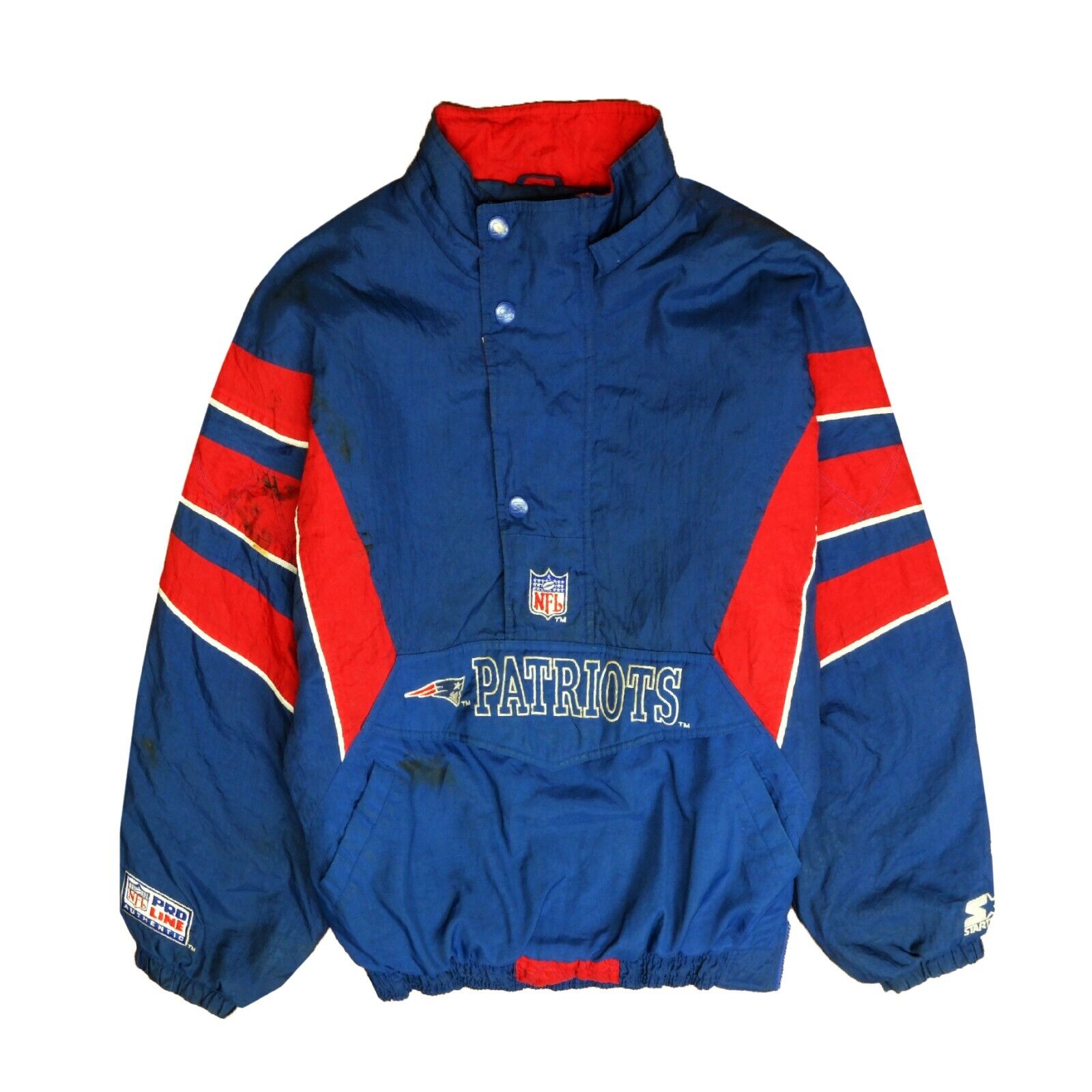 Vintage New England Patriots Starter Puffer Jacket Size Large Pullover 90s  NFL