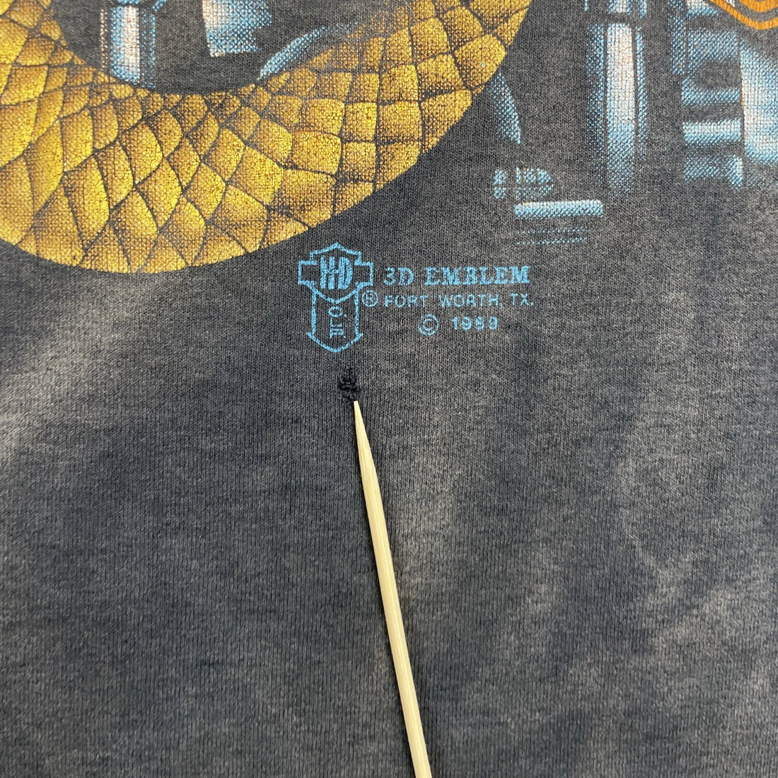 Vintage 3D Emblem Harley Davidson Motorcycles Snake T-Shirt XL 1989 80s