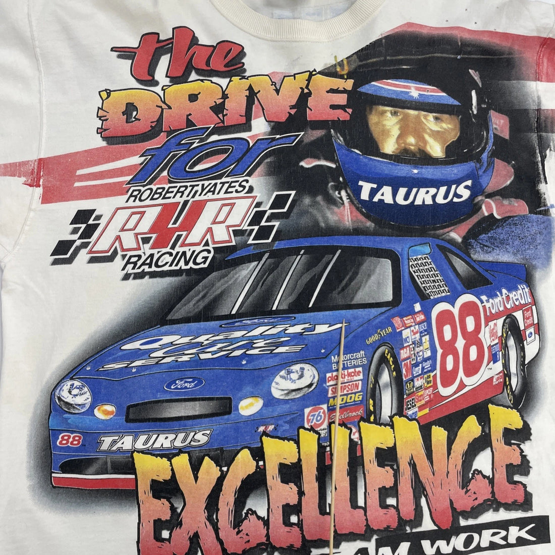 Vintage Robert Yates Racing T-Shirt Size XL All Over Print NASCAR