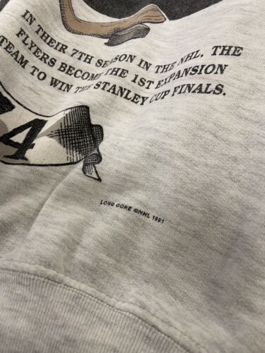 Vintage Philadelphia Flyers 1974 Roster Sweatshirt Size Large Gray 1991 90s
